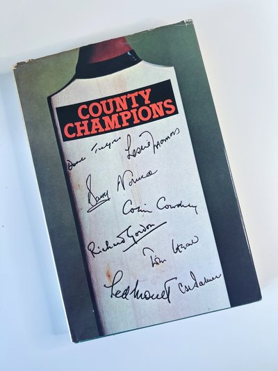 County Champions by Alan Gibson, Alan Melville, Barry Norman, Bill Tidy, Charles Palmer, Colin Cowdrey, Donald Trelford, Duncan Kyle, Frank Tyson, John Arlott, Leslie Thomas, Michael Jayston, Rev. Hugh Pickles, Richard Gordon, Ted Moult, Tim Heald, Trevor Bailey