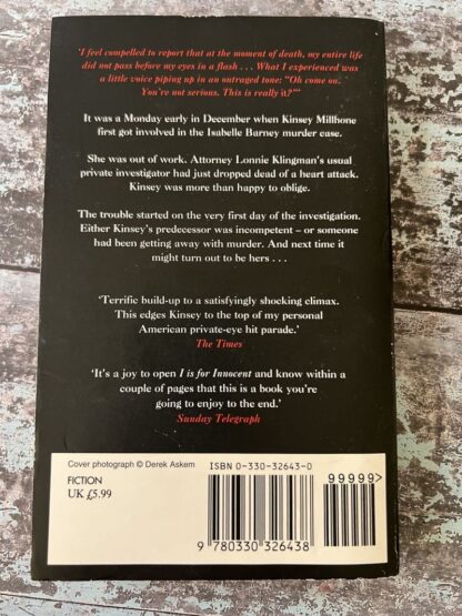 An image of a book by Sue Grafton - I is for Innocent