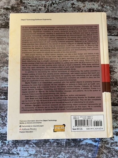 An image of a book by Martin Fowler - Refactoring