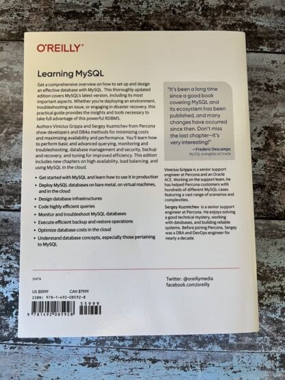 An image of a book by Vinicius M Grippa and Sergey Kuzmichev - Learning MySQL