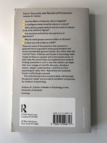 An image of the book Facts, Fallacies and Frauds in Psychology by Andrew M Colman