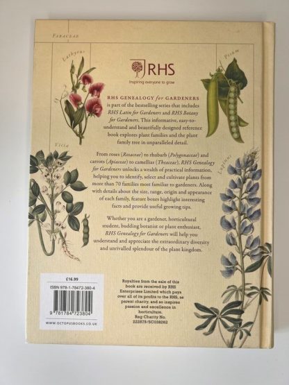 An image of the book RHS Genealogy for Gardeners by Dr Ross Bayton and simon Maughan