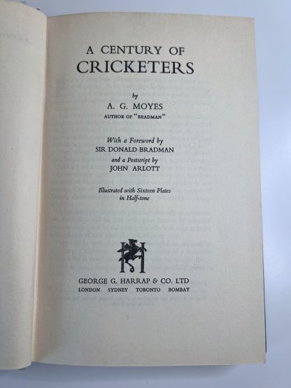 An image of the book A Century of Cricketers by A G Moyes