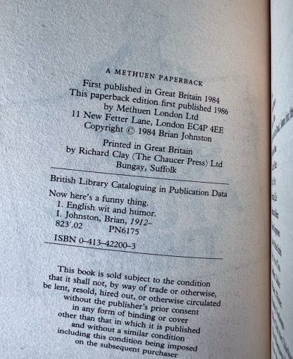 An image of the book Now here's a funny thing by Brian Johnston