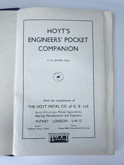 An image of the book Hoyt's Engineers' Pocket Companion by A W Jenner