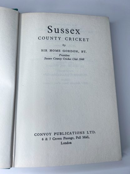 An image of the book Sussex County Cricket by Sir Home Gordon