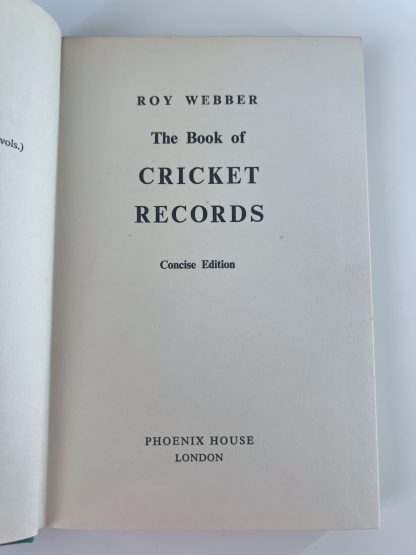 An image of the book Concise Book of Cricket Records by Roy Webber