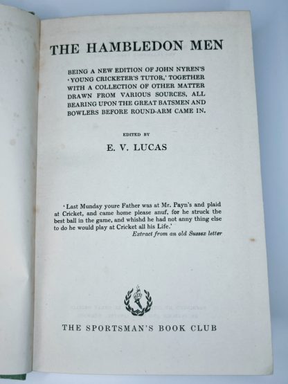 Affordable secondhand The Hambledon Men by E V Lucas, hardback, good condition, photo-verified, StrangeBooks UK