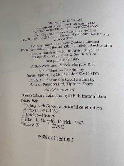Affordable secondhand Starting with Grace by Bob Willis and Patrick Murphy, hardback, very good condition, photo-verified, StrangeBooks UK