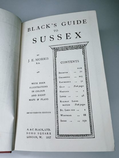 Affordable secondhand Sussex: Blacks Guide Book by J E Morris, hardback, very good condition, photo-verified, StrangeBooks UK