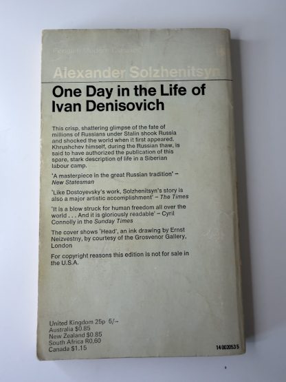 An image of the book One Day in the Life of Ivan Denisovich by Alexander Solzhenitsyn