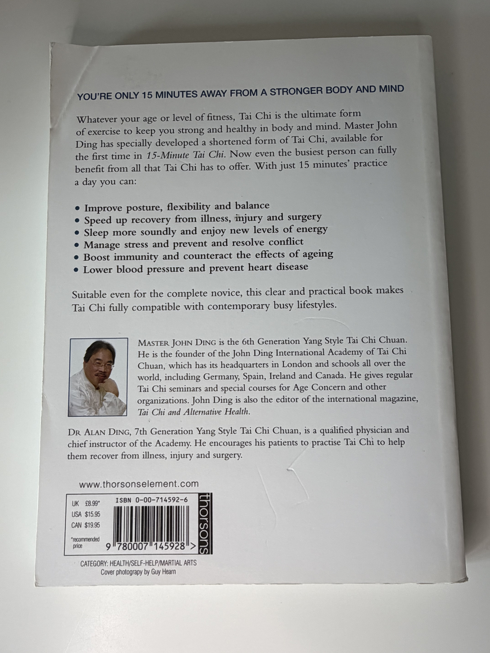 An image of the book 15 Minute Tai Chi by Master John Ding (with Dr Alan Ding)