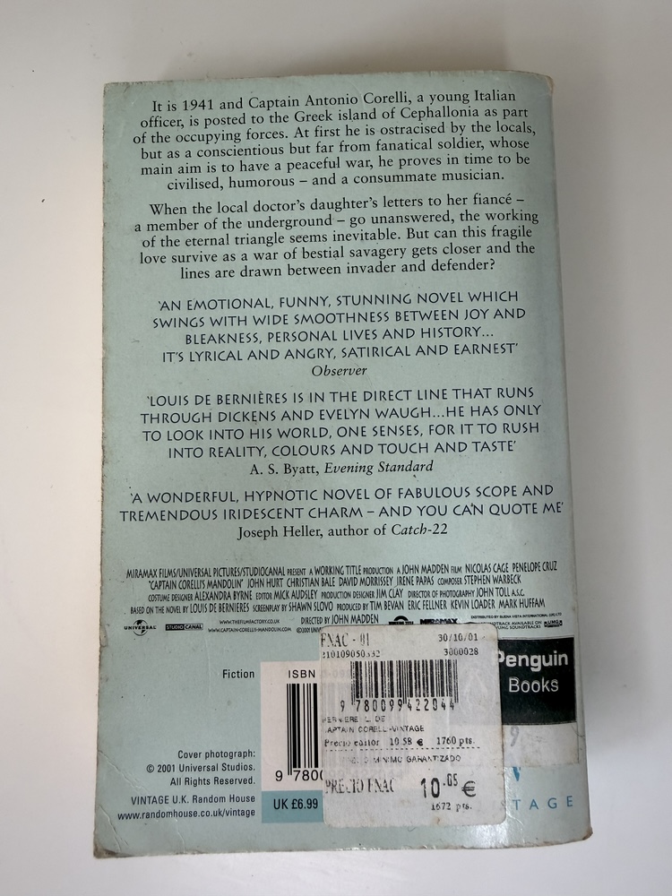 An image of the book Captain Corelli's Mandolin by Louis de Bernières